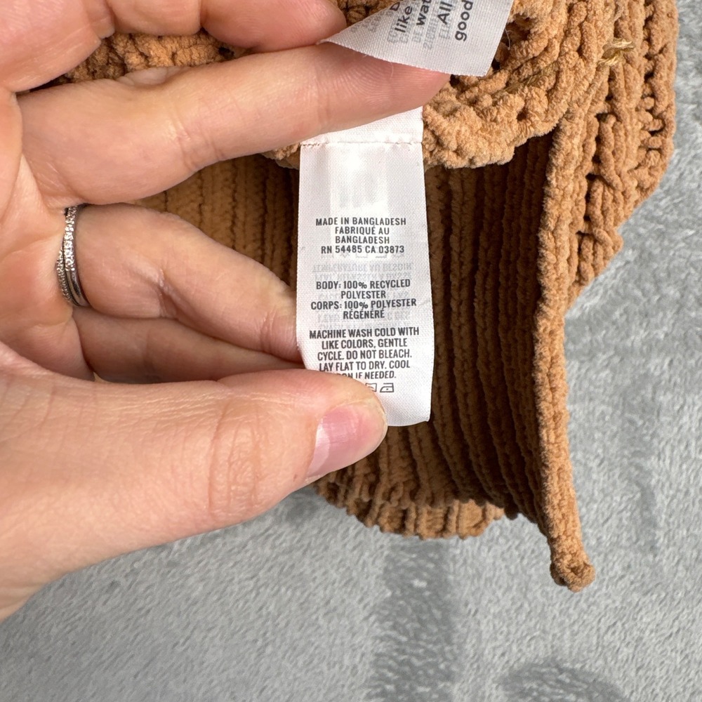 Aerie Chenille Cable Knit Quarter Zip Sweater Camel Brown Large Womens Cozy - Picture 4 of 6